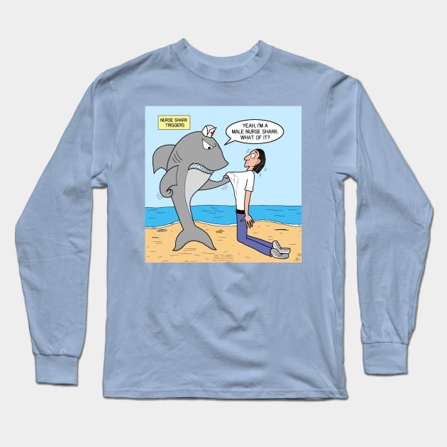 Male Nurse Shark Long Sleeve T-Shirt by OutToLunch